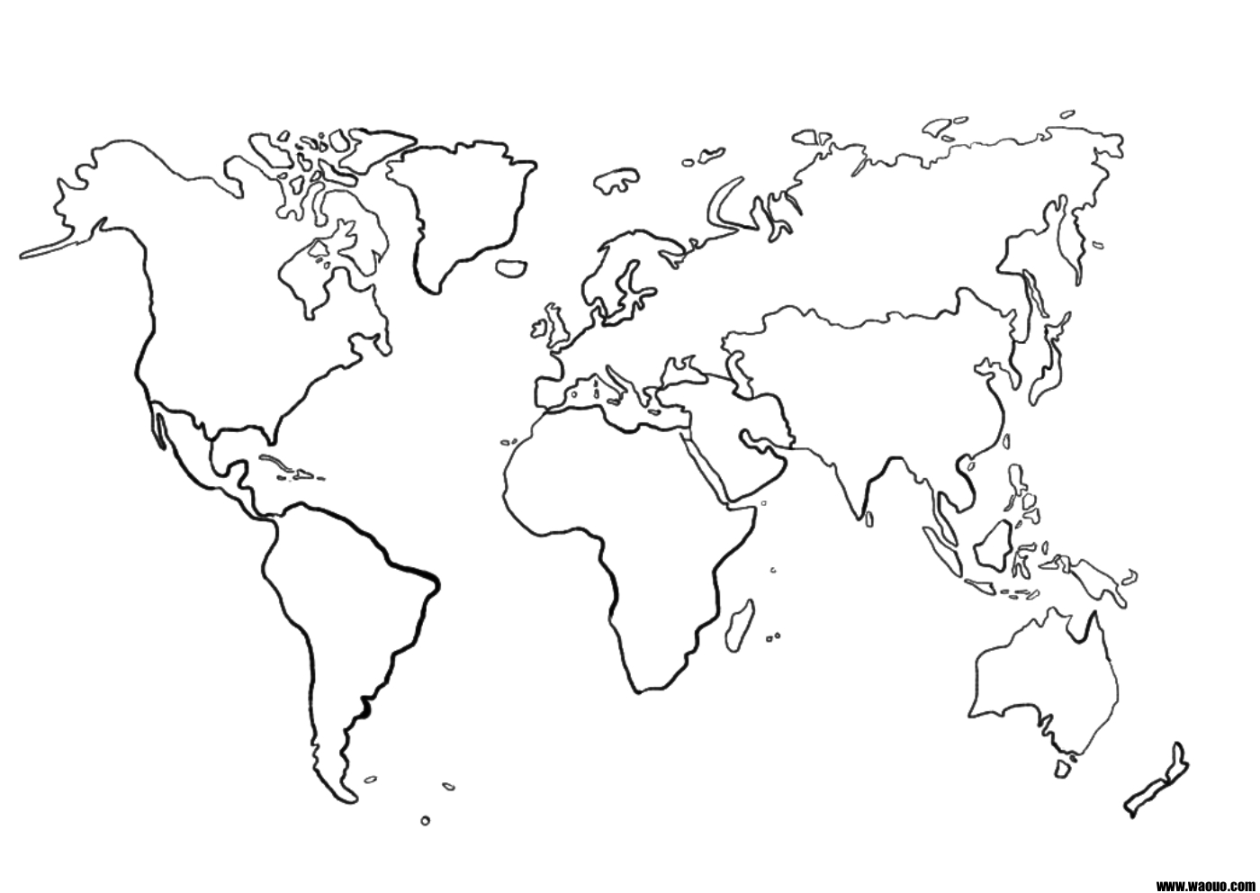 Une carte du monde mappemonde vierge pour la géographie à imprimer