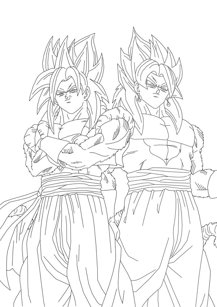 Vegetato ssj4 and Gogeta coloring page to print and color