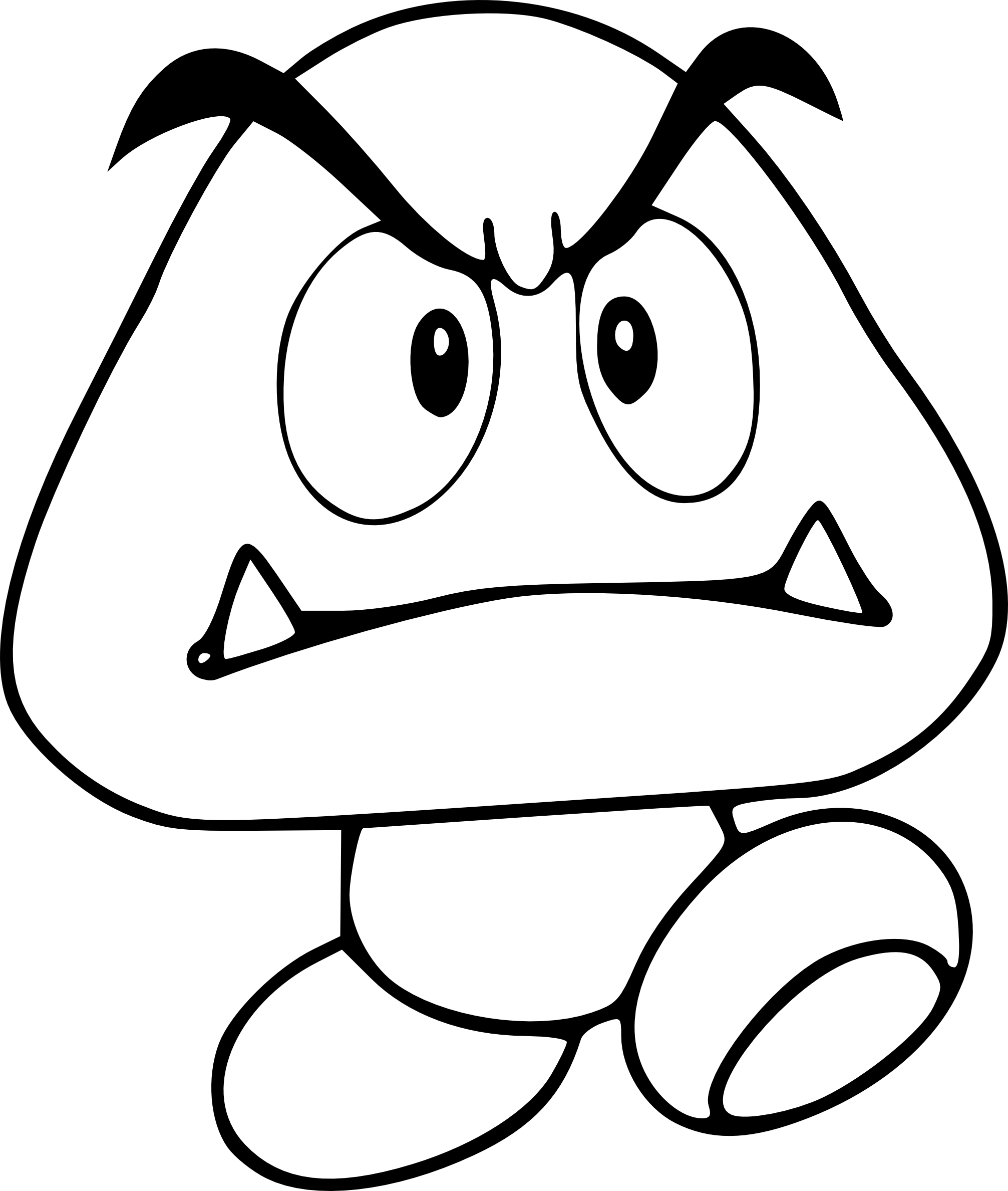 Goomba Mario character coloring page to print