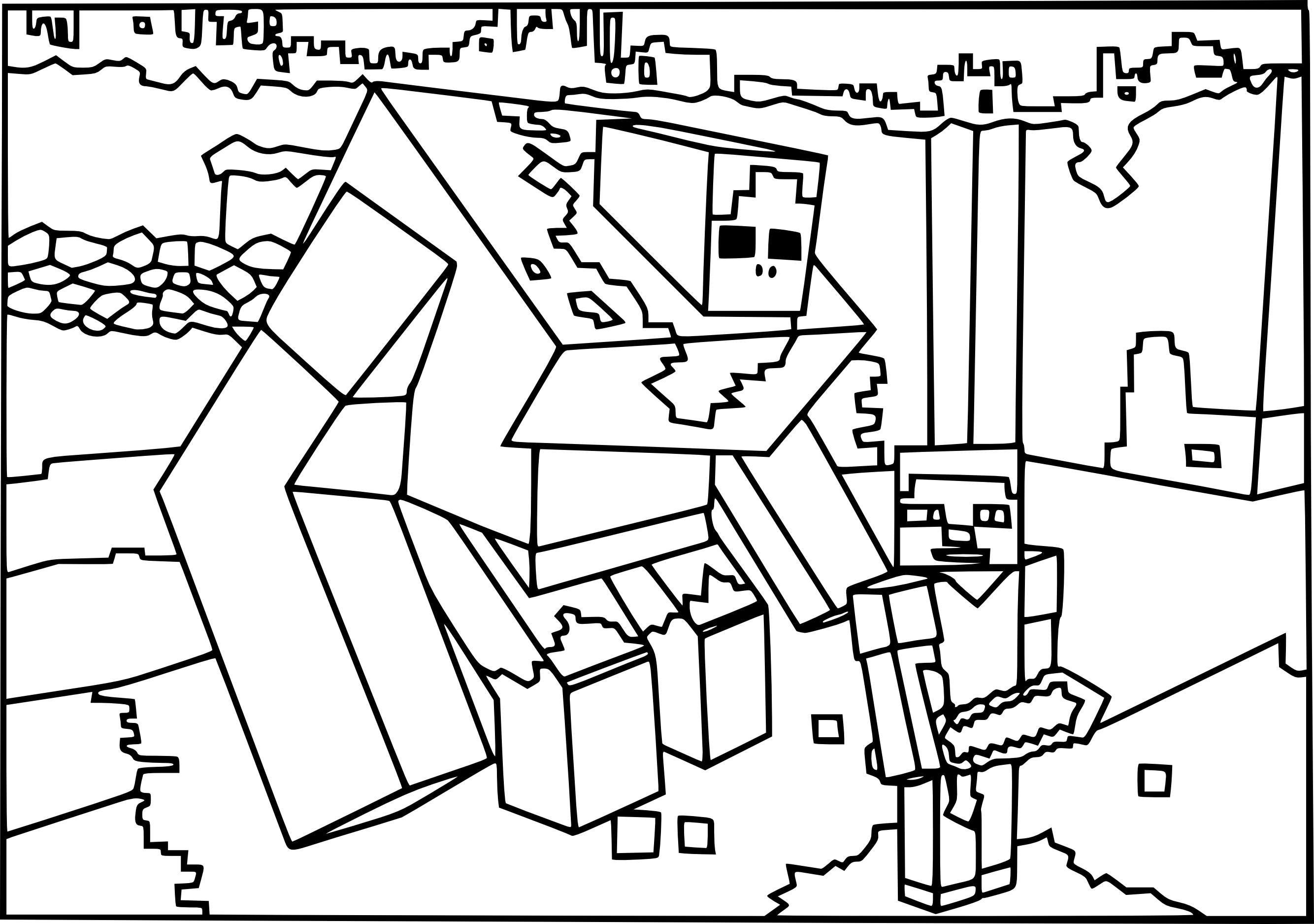 Minecraft mutant zombie coloring page to print and color