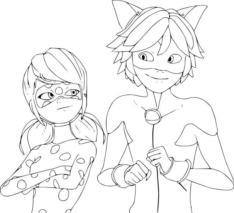 Coloriage Miraculous, les aventures de Ladybug et Chat Noir à imprimer